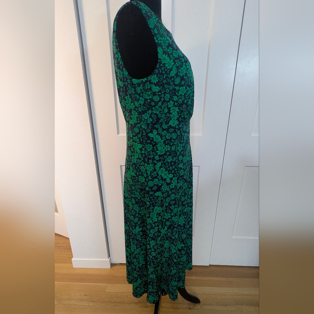 London Times Women's Floral Printed Sleeveless Midi Dress Green Blue Sz 14 EUC - Picture 7 of 15